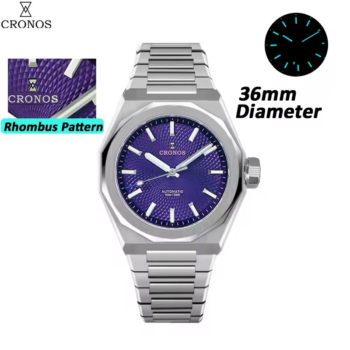 Cronos Luxury Men Watch 36mm Automatic PT5004 Miyota 90S5 Wristwatches Sapphire 10ATM See-through Case Back L6050 Reloj Hombre